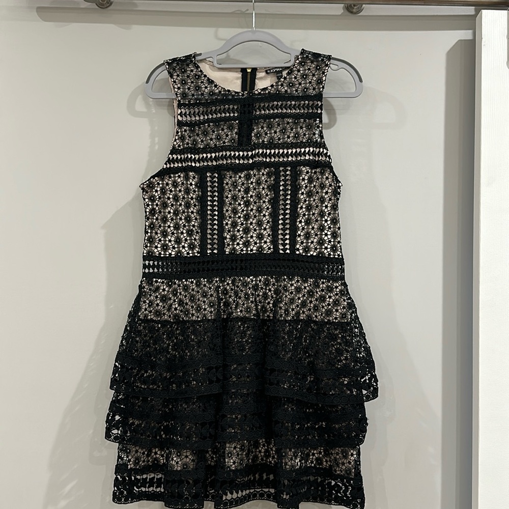 Express black lace mini dress